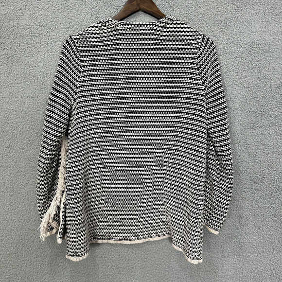 Knox Rose Cardigan Womens XS Black Open Front Oversized Fringe Boho Western - Picture 2 of 7